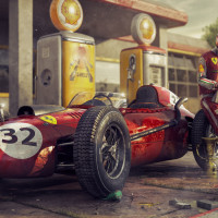 F1 Ferrari Vintage Panoramic Wallpaper