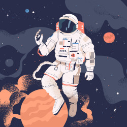 Astronaut Spaces Panoramic wallpaper