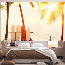 Palm tree surfing Panoramic wallpaper