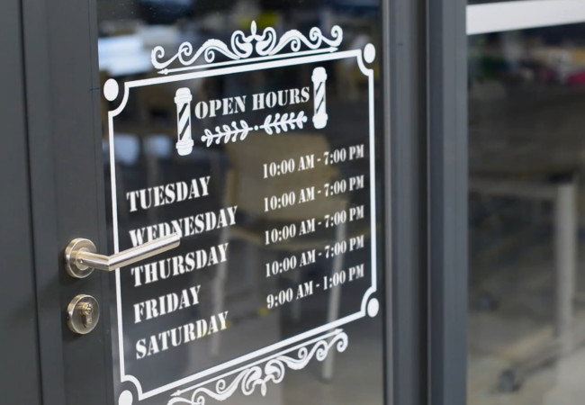 Business Hours Sign for Window