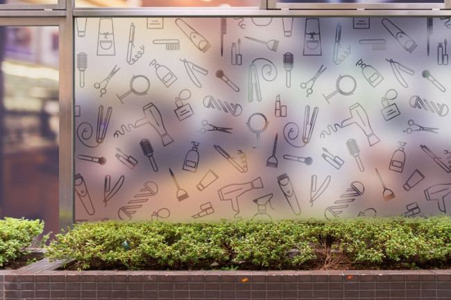 Beauty Salon Hairdresser Pattern Privacy Window film